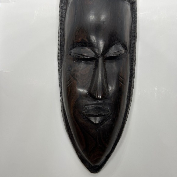 African Wall Tribal Ebony Face Carving / Wall Decor. Hand Carved - Picture 8 of 13